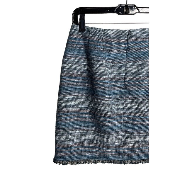 Loft Blue Gray Tweed Zip Mini Skirt Size 8 Workwear Classic - Picture 8 of 12